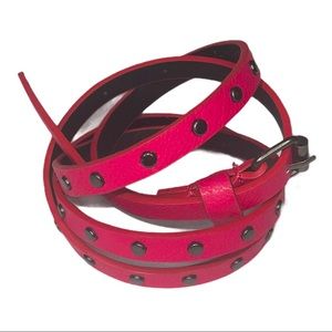 APT 9 Vegan Leather Thin Fuchsia Belt w Gray Studs